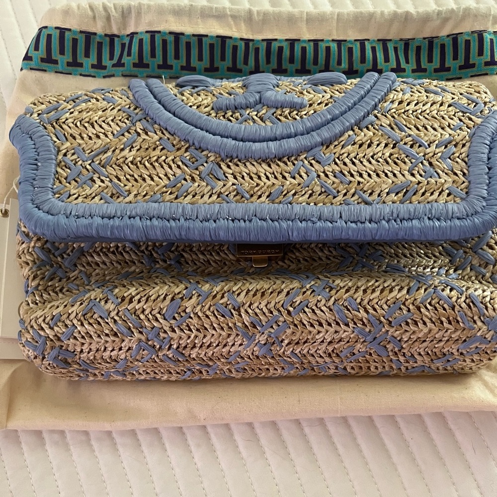 Tory Burch Fleming Straw Clutch